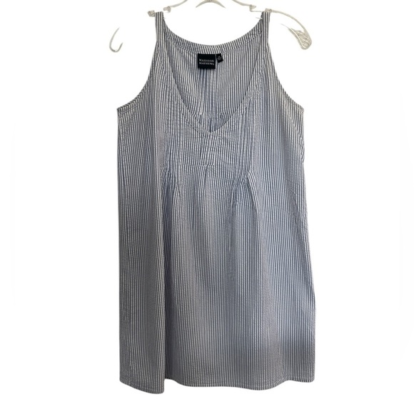 Madison Mathews Women’s XS Striped Cotton Mini Dress, Blue White Coastal Beachy - Picture 1 of 6